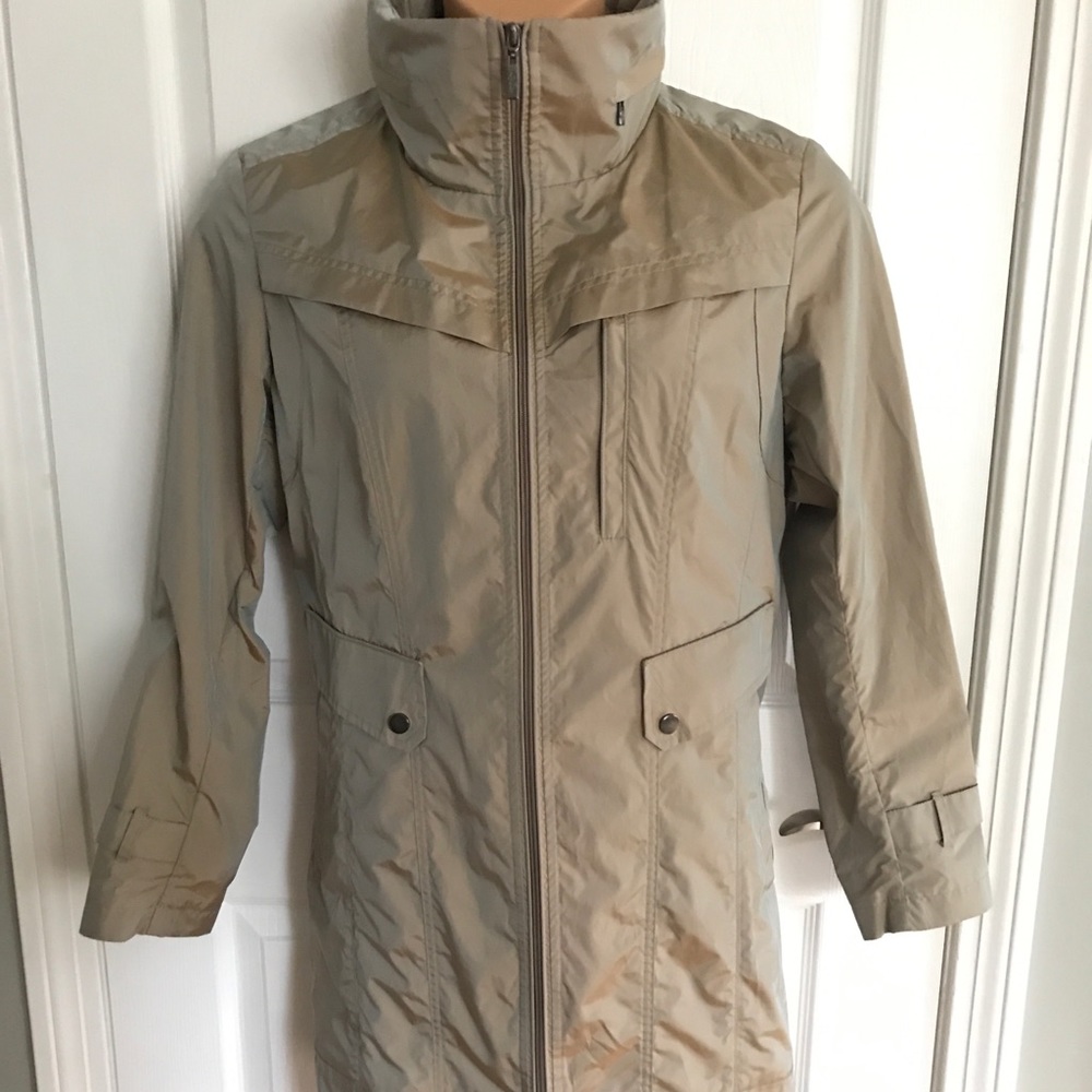 Cole Haan Packable Raincoat Trench Khaki Large